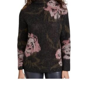 Vince alpaca mohair abstract floral print sweater